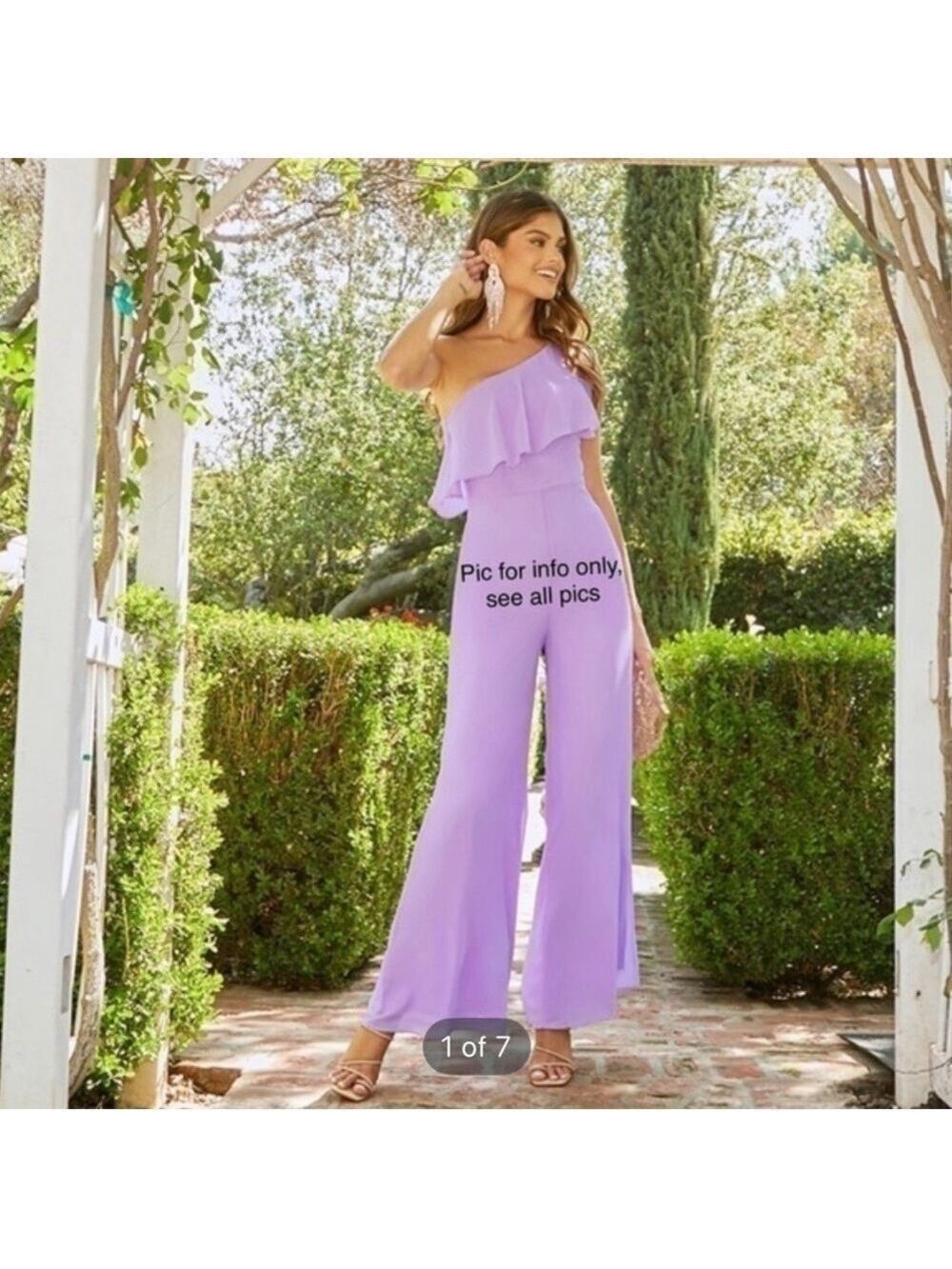 NWT One Shoulder Ruffle Trim Wide Leg Jumpsuit